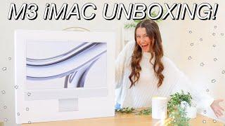 UNBOXING THE M3 iMAC in SILVER! | 2023 24" iMac unboxing, first impressions, set-up, + more!