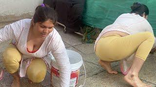 Pakistani Housewife wash Floor Cleaning vlog _ Village Woman Daily routine _ Village Lifestyle