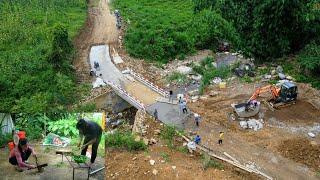 Cầu Khe Trang (T74) Kĩ sư Bản đổ đường dẫn mố 1 đẹp Có các bà xã Team nấu bữa cơm rau rừng tiếp sức