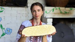 Village Breakfast: Woman fries cheese from mountains. Fried cheese ASMR