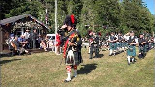 Scotland the Brave as Drum Major leads Pipes and Drums on the march off at 2023 Drumtochty Games