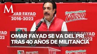 El ex gobernador de Hidalgo, Omar Fayad firma su renuncia al PRI tras 40 años de militancia