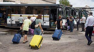 Russian state TV shows evacuees from Kursk region and humanitarian aid collected across country