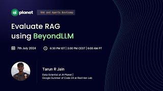 Evaluate RAG using BeyondLLM | RAG and Agents Bootcamp