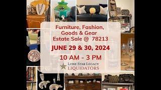 Furniture Fashion Goods and Gear Estate Sale, June 29 & 30, 2024