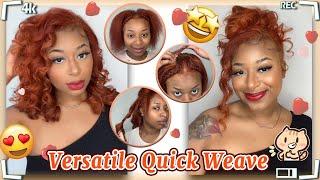 GINGER HAIR NATURELLY QUICKWEAVE W/ LEAVE OUT ON NAUTRAL HAIR | CUTE & SHORT BLUNT CUT