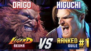 SF6 ▰ DAIGO (Akuma) vs HIGUCHI (#1 Ranked Guile) ▰ High Level Gameplay