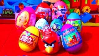 9 Surprise Eggs Unboxing Kinder Surprise Toy Story Hello Kitty Barbie Angry Birds Cars 2 Easter Eggs