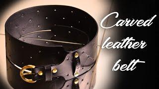 Cintura donna in vero cuoio intagliato a mano carved leather belt