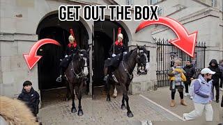 " GET OUT THE BOX " King’s Guard Strictly ENFORCE THE RULES at Horse Guard, Royal Guard, Kings Guard