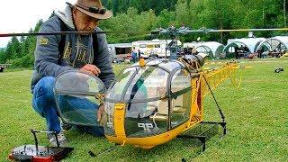 HUGE XXL RC TURBINE MODEL HELICOPTER ALOUETTE II SA318 C DEMO FLIGHT VARIO TEAMPILOT FRANCIS PADUWAT