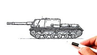 How to draw Soviet Heavy Tank destroyer ISU-152