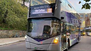 *BRAND NEW ELECTRIC BUS* First Norwich BK73AFO Journey on the 21