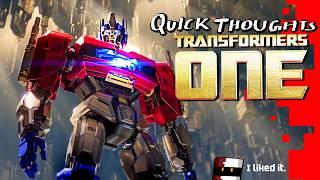 Quick thoughts on Transformers One (no spoilers).