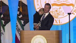 Raw Video: Gov. Newsom's Child Steals Show At Inauguration