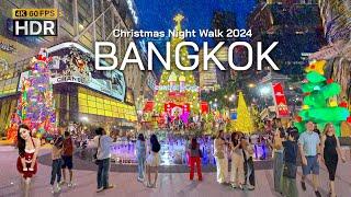  4K HDR |  2024 Bangkok Christmas Lights Night Walk | Thailand Walking Tour