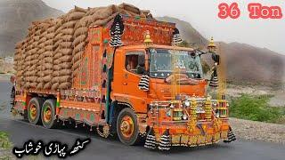 Crazy Overloaded Cargo Truck Driving On Mountains, Pakistani Truck