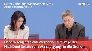 Habeck reagiert sichtlich genervt auf Frage der NachDenkSeiten zum Wahlausgang für die Grünen | BPK