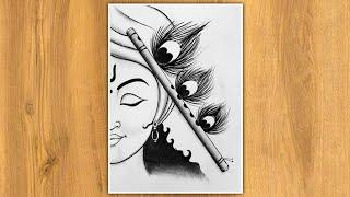 Krishna Ji Drawing Easy | Pencil Sketch | How To Draw Krishna Step By Step | Drawing For Beginners