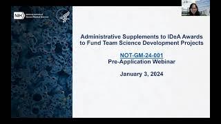 IDeA Team Science Supplement Pre-application Webinar