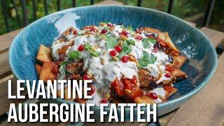 Levantine Aubergine Fatteh - Easy and quick to make delicious layered Eggplant dish