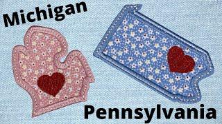 Michigan and Pennsylvania Free State Applique Designs - Embroidershoppe.com