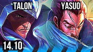 TALON vs YASUO (MID) | 8/1/11, 2000+ games, Godlike | KR Master | 14.10