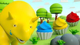 Apprendre les couleurs - Dino fait des cupcakes - Apprendre avec Dino   Dessin animé éducatif