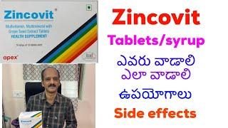 Zincovit tablets ఉపయోగాలు/uses,side effects of multivitamin- how to use zincovit/increase immunity