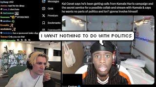 xQc Reacts to Kai Cenat Getting Calls from Kamala Harris Campaign for a Collab