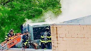 FDNY BOX 3534--FDNY BATTLING STUBBORN SMOKEY 4TH ALARM COMMERCIAL FIRE ON MERMAID AVENUE IN BROOKLYN