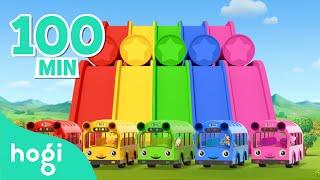 [BEST] Five Little Buses (Color Slide), Row Your Boat and More｜Kids Songs｜Pinkfong & Hogi