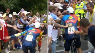 TOUR DE FRANCE 2024 - Un air de virage Pinot : Bernard obligé de s'arrêter au milieu de ses fans