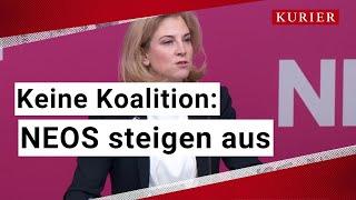 NEOS steigen aus: Verhandlungen mit ÖVP und SPÖ gescheitert