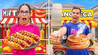 QUEM FIZER A MELHOR LOJA NA MANSÃO VENCE! - PANQUECA VS HOTDOG