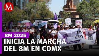 Comienza la marcha feminista del 8M en CdMx; salen contingentes