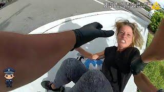 Woman Having a Complete Meltdown Kicks Police Officer in The Face