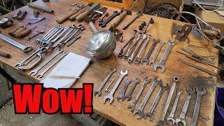 Storage Shed Clean-out Part 50 - Unboxing a Motherload of Vintage Spanners and Cool Old Tools!