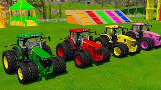 JOHN DEERE vs FENDT vs CLAAS vs VALTRA vs MCCORMICK TRACTORS BATTLE - Farming Simulator 22