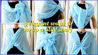 5 elegant ways to wear a blue scarf good for wedding ceremony【ブルーのストールの巻き方】エレガントに！結婚式におススメ５アレンジ