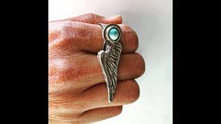 Designer Handcrafted Silver Angel Wing Ring. Rebel, Rocker, Biker Jewelry | USA | LUGDUN ARTISANS