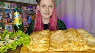 Мукбанг | Чебуреки 4 начинки! | Mukbang chebureks