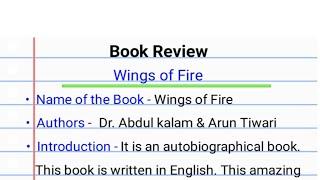 Book Review Writing in English  Wings of fire for exam|| Wings of fire -Book Review Writing