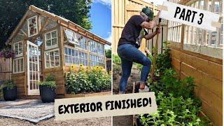 greenhouse exterior is FINISHED! | adding pathway, garden beds and solar fan! | EP 3 | DIY Danie