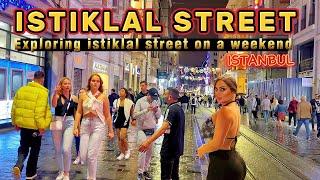 Istanbul's Vibrant Nightlife: Exploring Istiklal Street on a Weekend - 4K Walking Tour