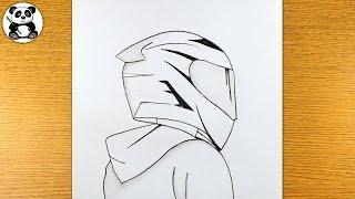 Pulsar 125 boy | Cute helmet boy pencil drawing @TaposhiartsAcademy