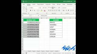 How to add +91 before number in excel #shorts #excelhurdles