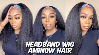 KINKY STRAIGHT SYNTHETIC HEADBAND WIG | AMINOW HAIR | Lindsay Erin