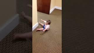 Baby runs into wall learning to walk
