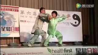 Chen Sitan y su esposa Lin Xu exhibiendo taijiquan